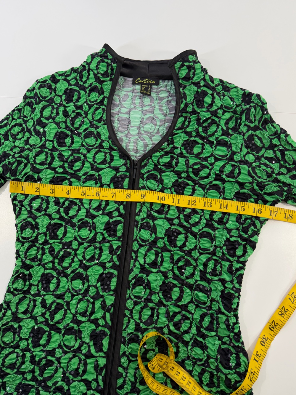 Cartise Green & Black Textured Zip Jacket 6 - Picture 9 of 10